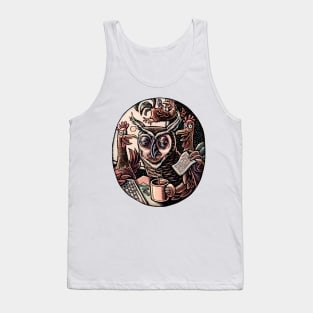 Tired Owl and Rooster Coworkers Tank Top